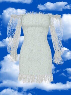 alice McCALL After Dark Mini Dress with Sheer Lace Sleeves Mint Green US 2